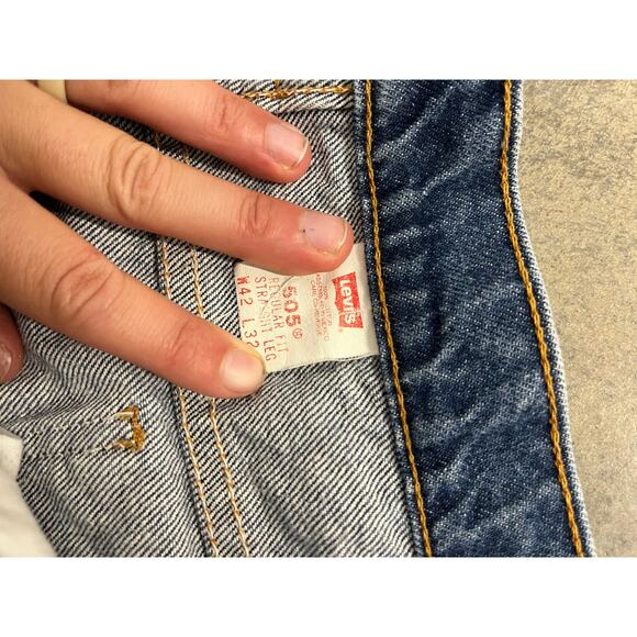 Vintage Levis 505 l 90’s Orange Tab Straight Leg Denim Jeans 42x32 - Picture 4 of 6